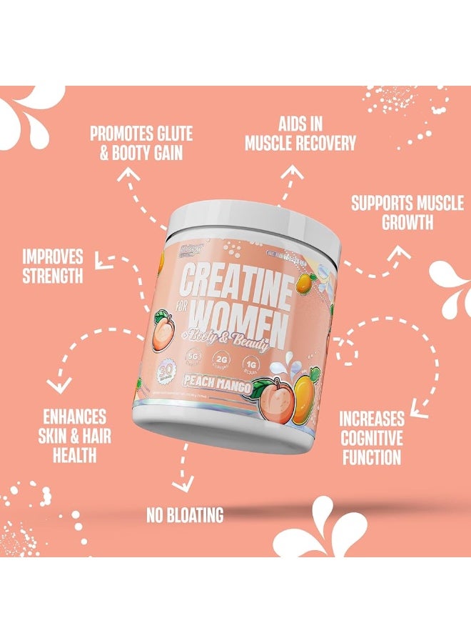 Nutrex Research Creatine for Women Booty & Beauty – Peach Manago | 5g Creatine, 2g Collagen, BCAAs & Hyaluronic Acid for Glutes, Strength & Skin | Gluten Free, 30 Servings - Image 2