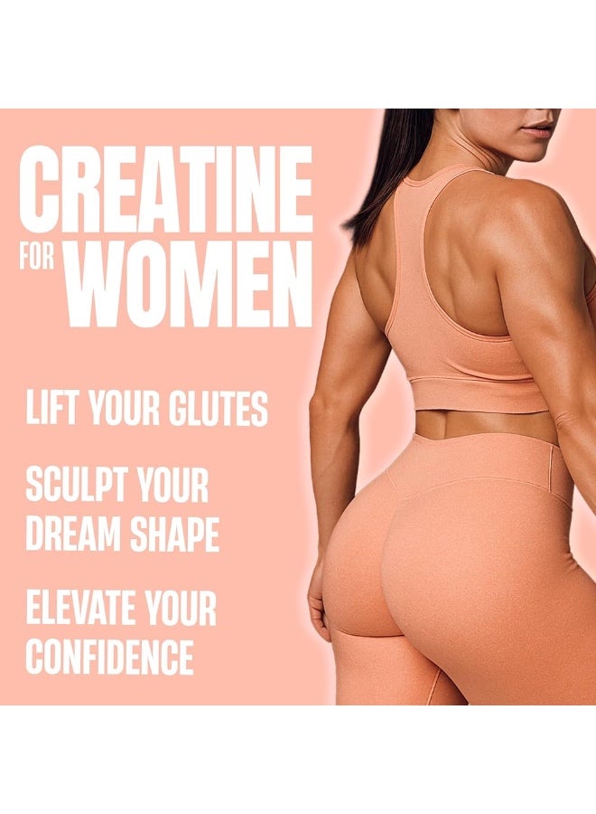 Creatine For Women Booty & Beauty – Peach Manago | 5G Creatine, 2G Collagen, Bcaas & Hyaluronic Acid For Glutes, Strength & Skin | Gluten Free, 30 Servings