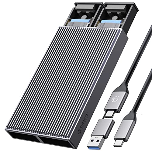 ORICO Dual M.2 NVMe SSD Enclosure, USB C to M2 Adapter for M Key PCIe 2230/2242/2260/2280 M.2 SSDs,Tool-Free Installation Aluminum SSDs Reader Support Trim and UASP up to 2x4TB-BM2-2N - Image 1