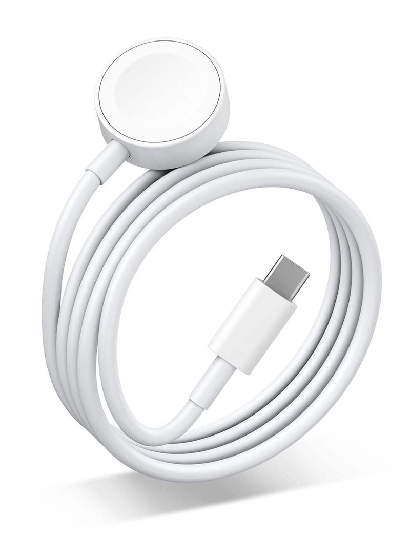 سلك شاحن ساعة USB C سريع الشحن متوافق مع ساعة Apple، كابل شحن ساعة مغناطيسي متوافق مع سلسلة الساعات 9/8/7/Ultra/Ultra2/SE2/6/5/4/3/2/1/SE1، سلك من النوع C، 1 م - Image 1