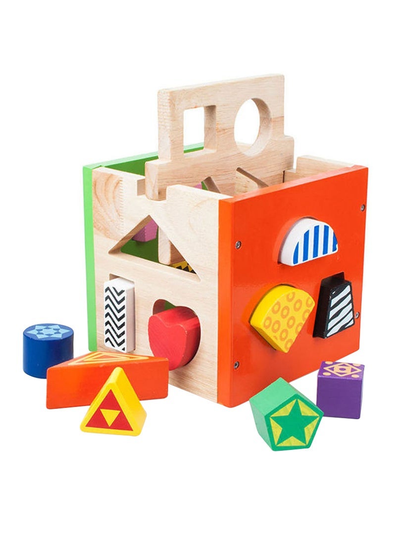 NIBEMINENT Wooden Shape Sorter Toy For Kids 19x15.5x15.5cm  - Image 1