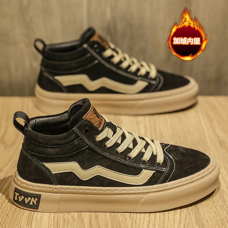 Large Size Men'S Shoes Autumn High-Top Board Shoes 45 Fashion Brand Fleece-Lined 46 Medium Top 47 Casual 48 Shoes Men'S Cotton Shoes 49 - Image 1
