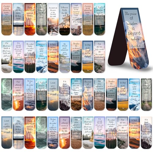 Diteryy 50 Pack Bookmark Christian Magnetic Bookmarks for Women Men Bible Verse Book Marker Book Lovers Page Markers for Teachers Students Reading School Office Home, Printing on 2 Side - Image 1
