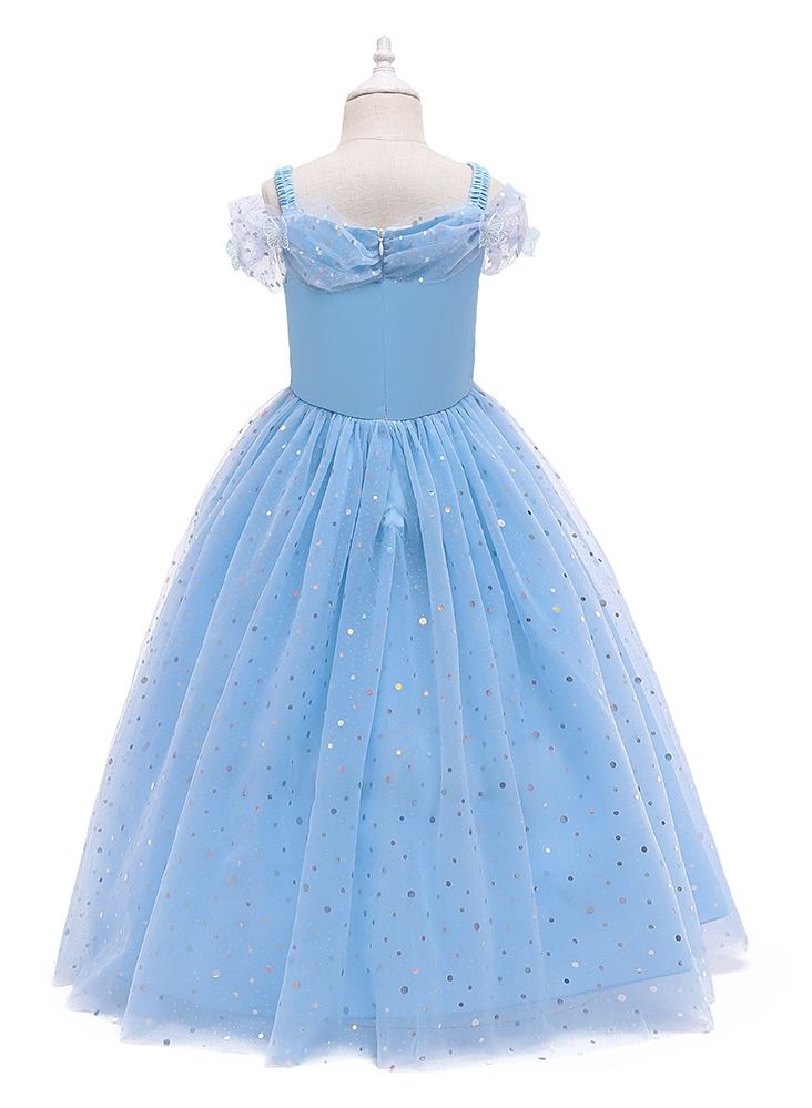 Loquat Cinderella Summer short sleeve Princess Child dress Child dress girl dress Dress  BLUE  - Image 2