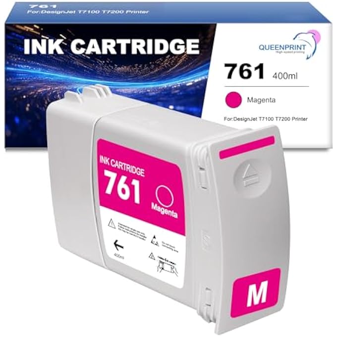 761 INK CARTRIDGE CM993A MAGENTA INK REPLACEMENT FOR 761 CM993A FOR DESIGNJET T7100 T7200 PRINTER-400ML 1-PACK - Image 1