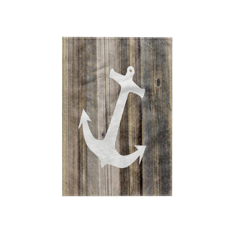 3D Rose Image of White Anchor On Weathered Planks Hand Towel 15 x 22