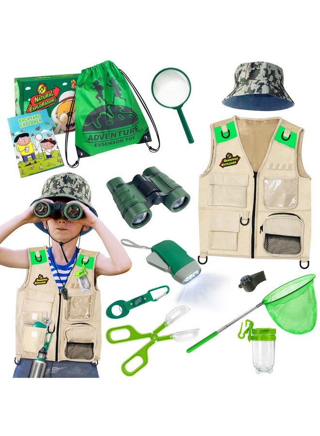 ESSENSON Outdoor Explorer Kit & Bug Catcher Kit with Vest, Outdoor Toy Gift for 3 4 5 6 7 8+ Year Old Boys Girls Kids Binoculars, Magnifying Glass, Butterfly Net, Camping, Adventure - Image 1