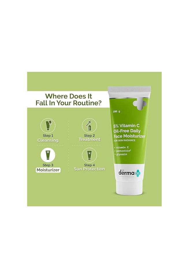 ذا ديرما كو مرطب يومي للوجه خالي من الزيوت، غني بفيتامين سي بنسبة ٥٪، مع بنتافيتين وجلسرين لبشرة نضرة ومرطبة ومتألقة | للبشرة الدهنية والمختلطة والباهتة والجافة | للرجال والنساء - ١٠٠ غرام - Image 4