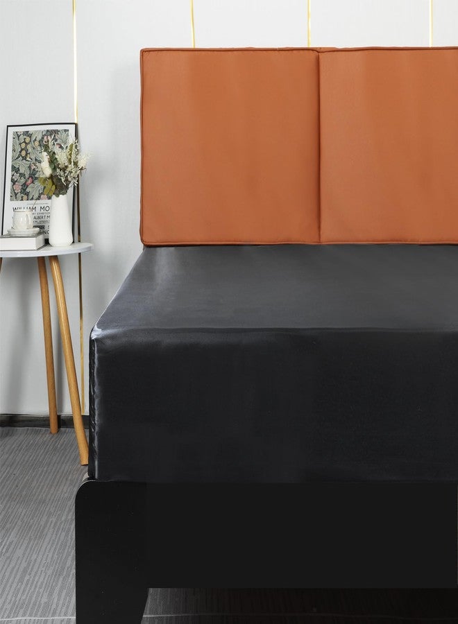 Lirex Satin Fitted Sheet Twin XL Size,Luxury & Ultra Soft Deep Pocket Single Bottom Bed Sheets Sold Separately, Black - Image 1
