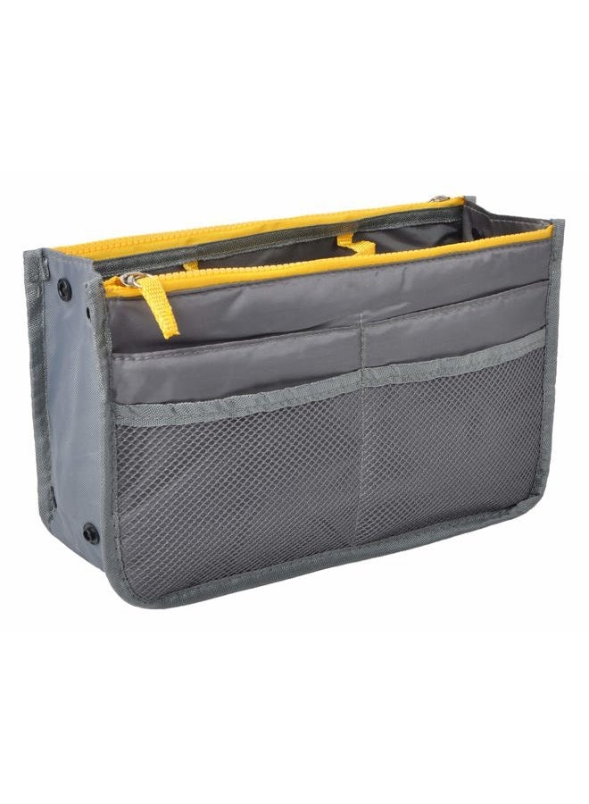 Vercord Purse Organizer Insert for Handbags Bag Organizers Inside Tote Pocketbook Women Nurse Nylon 13 Pockets Grey Medium - Image 1