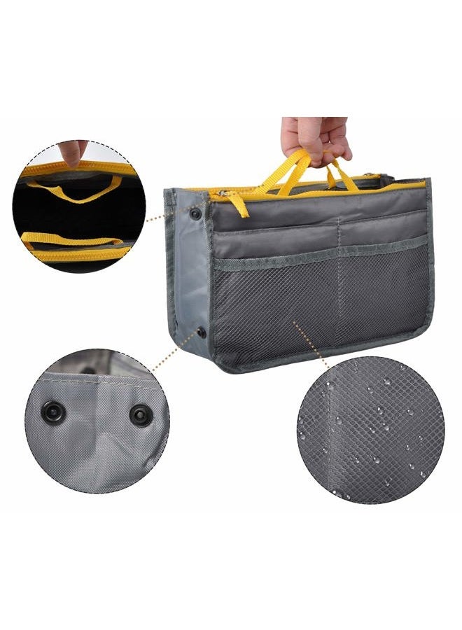 Vercord Purse Organizer Insert for Handbags Bag Organizers Inside Tote Pocketbook Women Nurse Nylon 13 Pockets Grey Medium - Image 5