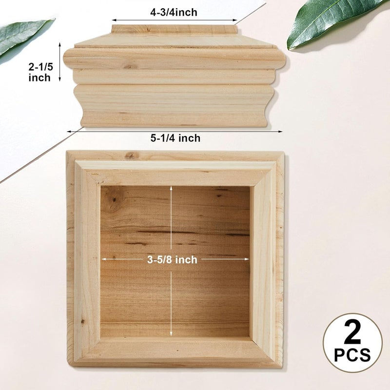 Soaoo 2 Pcs Wooden Post Caps Classic Cedar Wood Post Caps Wood Fence Newel Mounting Kit Resistant for Indoor Outdoor Fence Mailboxes Decks (4 x 4 Inch) - Image 2