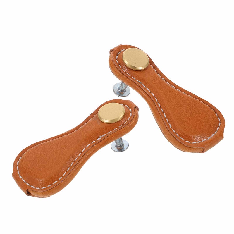 2pcs Pu Leather Drawer Pulls - Vintage Single Hole Cabinet Handle - Retro Handmade Furniture Handles For Dressers Closets Wardrobes Bathroom - Image 4