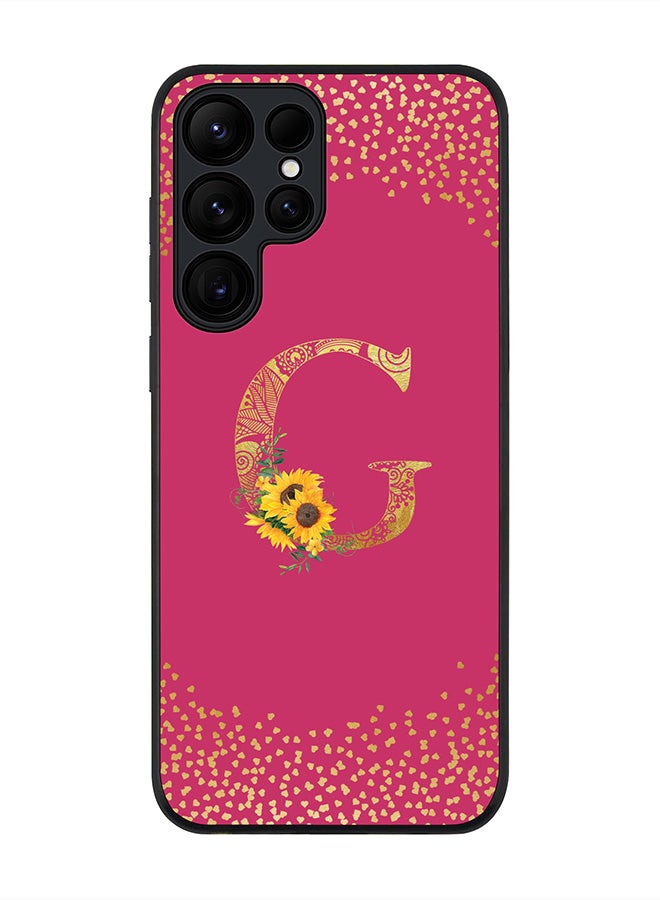 Stylizedd For Samsung Galaxy S25 Ultra 5G Case,Slim fit Camera Protection, Shockproof Thin Phone cover  - Custom Floral Monogram - G ( Deep Pink ) - Image 1