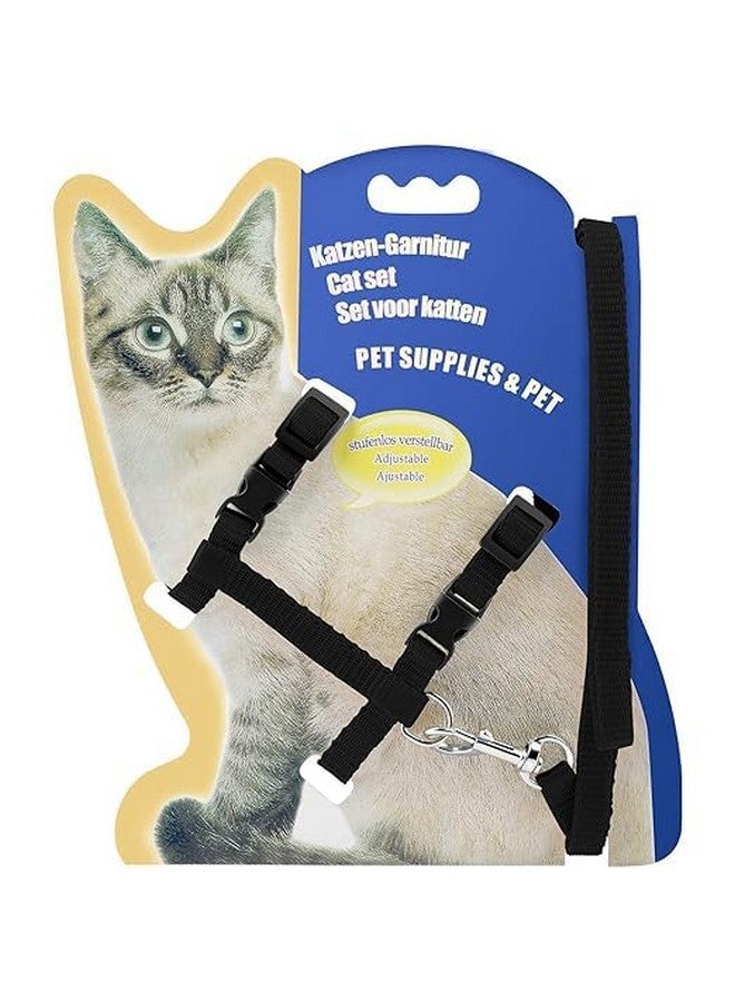 حزام نايلون مطبوع مع مقود وخطاف قابل للتعديل ومجموعة حزام الجسم للقطط والقطط الصغيرة للمشي في الهواء الطلق والتدريب (قد يختلف اللون، عبوة من قطعة واحدة) - Image 1