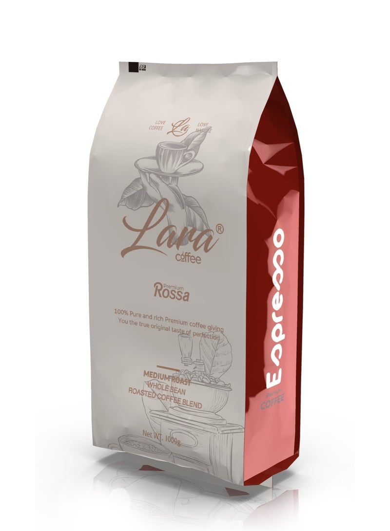 لارا كوفي - حبوب قهوة عربية بنسبة 30% روزا متوسطة التحميص، الحبة الكاملة، كيس 1كيلو,