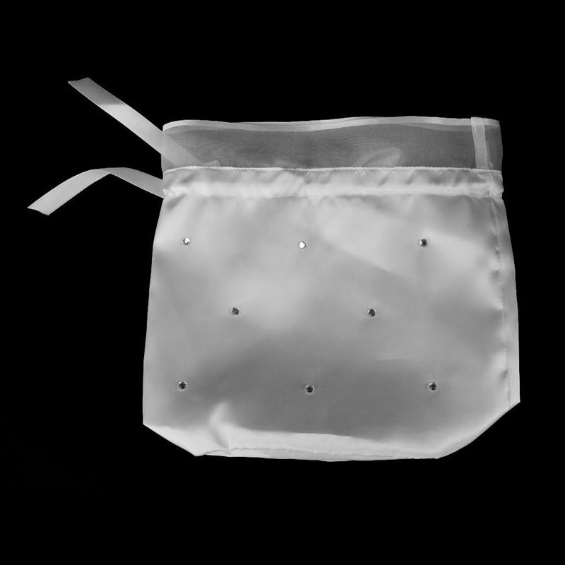 klarako White Satin Bridal Money Bag for Wedding Day, Drawstring Clutch Purse for Bride and Bridesmaid, Wedding Favors - Image 4