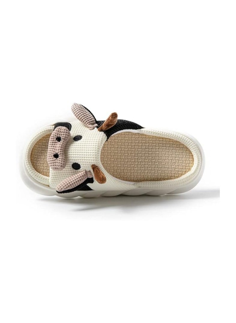 ILovhaprty EU 38 Cartoon Linen slippers Cute Animal Shape Slippers, Four Seasons Thick Sole Soft Indoor Outdoor Slippers for Women  - Image 4