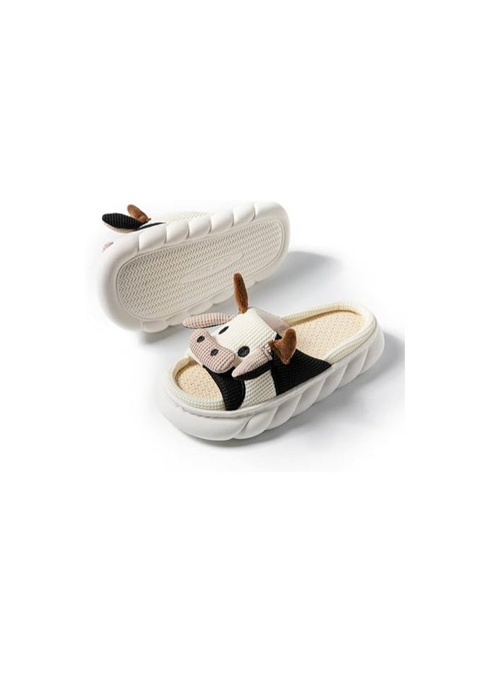 ILovhaprty EU 38 Cartoon Linen slippers Cute Animal Shape Slippers, Four Seasons Thick Sole Soft Indoor Outdoor Slippers for Women  - Image 3