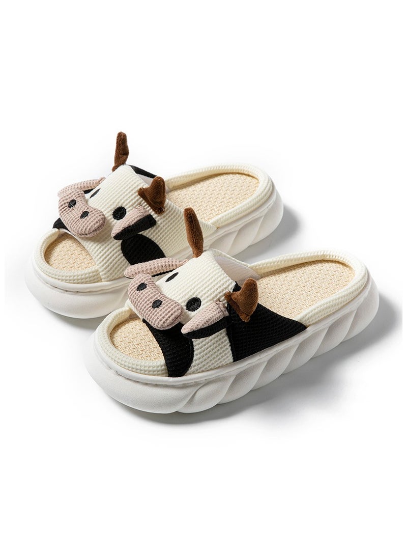 ILovhaprty EU 38 Cartoon Linen slippers Cute Animal Shape Slippers, Four Seasons Thick Sole Soft Indoor Outdoor Slippers for Women  - Image 2