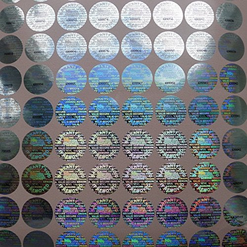 Dealimax Brand - 13 mm - 1/2 inch 500 Round Bright Silver Hologram Sequentially Numbered Tamper Evident Security Labels/Stickers - Image 4