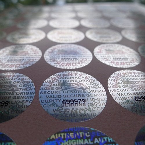 Dealimax Brand - 13 mm - 1/2 inch 500 Round Bright Silver Hologram Sequentially Numbered Tamper Evident Security Labels/Stickers - Image 1