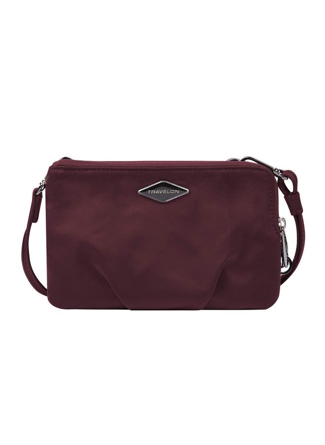 Travelon Double Zip Crossbody Clutch Wine 8.5 X 5.5 X 1.5  - Image 1