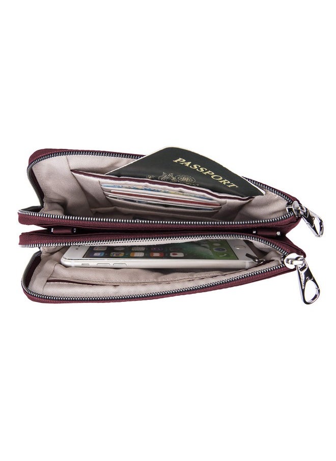 Travelon Double Zip Crossbody Clutch Wine 8.5 X 5.5 X 1.5  - Image 5