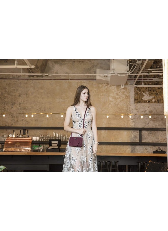 Travelon Double Zip Crossbody Clutch Wine 8.5 X 5.5 X 1.5  - Image 2