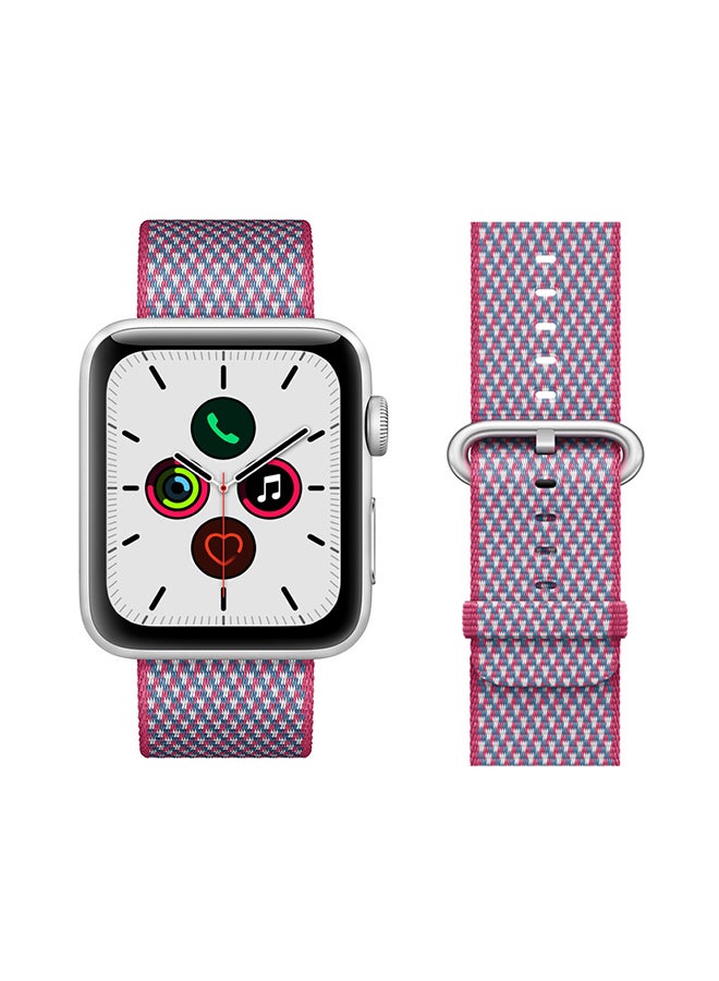 Perfii Round Buckle Nylon Replacement Band For Apple Watch Series 5/4/3/2/1 Berry Check - Image 2