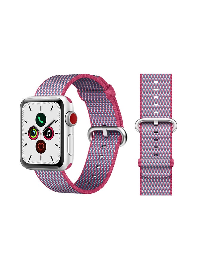 Perfii Round Buckle Nylon Replacement Band For Apple Watch Series 5/4/3/2/1 Berry Check - Image 1