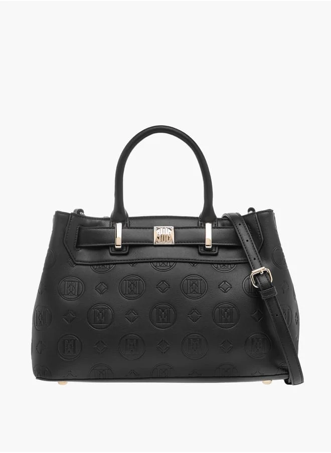 ايل Monogram Textured Tote Bag with Detachable Strap and Handles