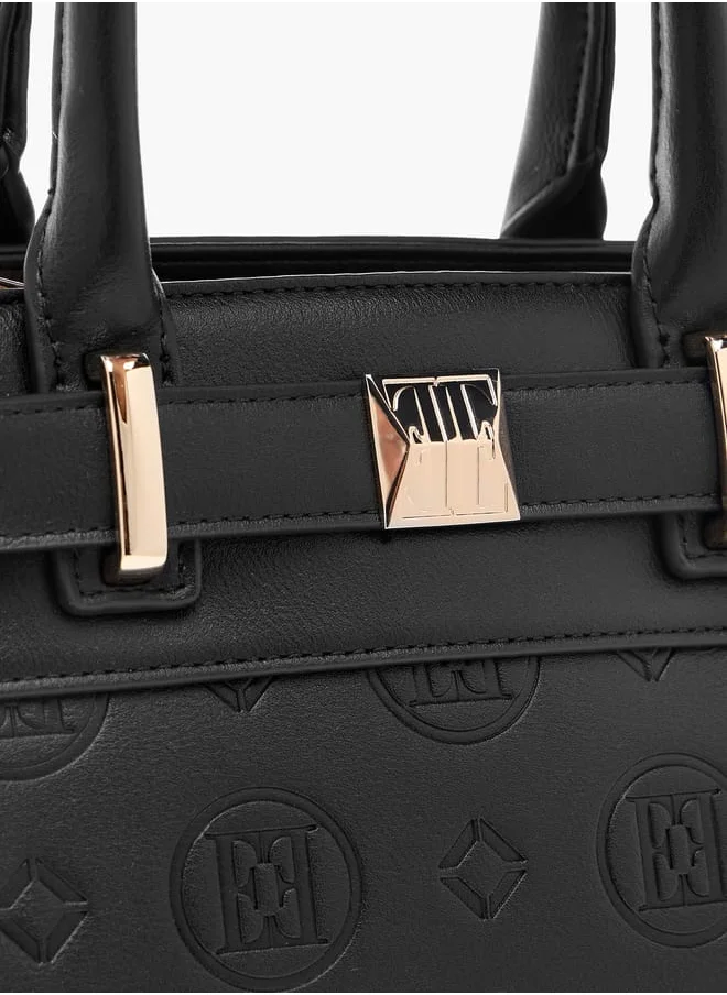 ELLE Monogram Textured Tote Bag with Detachable Strap and Handles