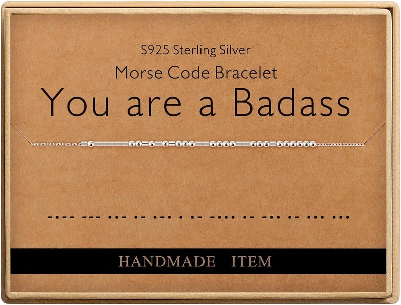 Monily Inspirational Gifts for Women Morse Code Bracelets for Women Funny Bracelet for Friend Funny Gift for Women Sterling Silver Bracelet for Women - Image 1