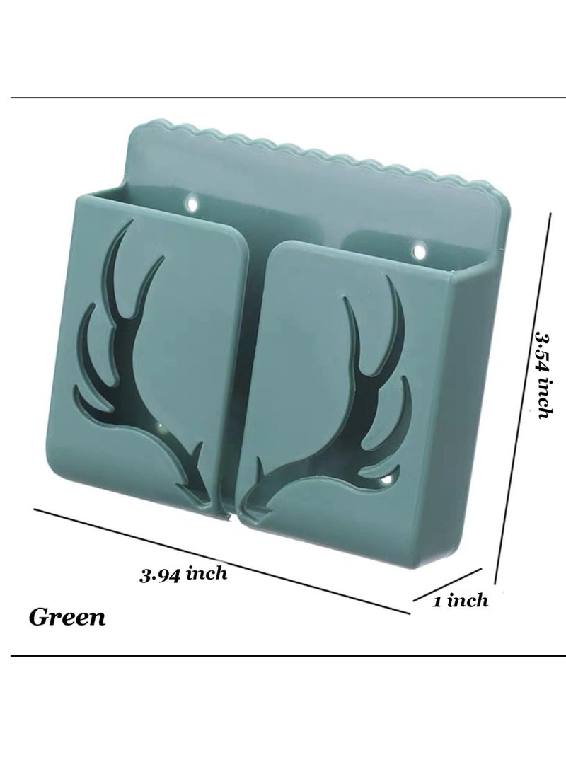 Excefore 5Pcs Wall Mount Phone Holders, Self-Adhesive Remote Control Holder Bedside Organizer Storage Box Cell Phone Charger Stand Bracket for Home Kitchen Bedroom Bathroom Office, Blue Green Pink White Yellow - Image 2