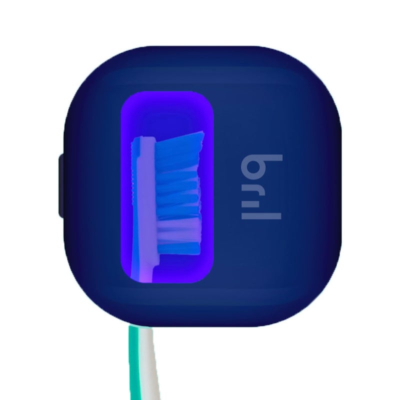 Bril UVC Toothbrush Sanitizer Portable Cleaner Travel Cover Magnetic Holder and Rechargeable Case for Any Size Toothbrush Navy