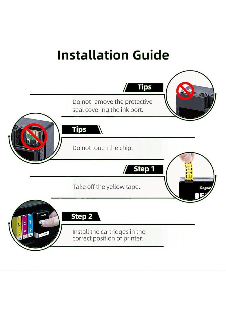 950XL 951XL Ink Cartridges High Yield for HP 950 951 XL Ink Cartridges Combo Pack for HP Printers OfficeJet Pro 8620 8610 8600 8110 8100 8630 8640 8660 8615 8616 8625 271DW 276DW 251DW (4 Pack) - Image 5