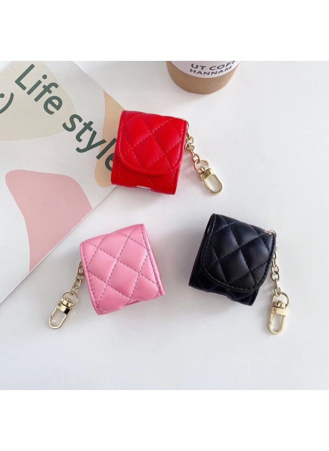 Generic - Luxury Rhombus Leather Case Suitable For Airpods Pro Protective Case For AppleBluetooth Earphone Case 2/3 Generation-Color:Pink-leather Headset Package-Model:AirPods 3 Generation - Image 1