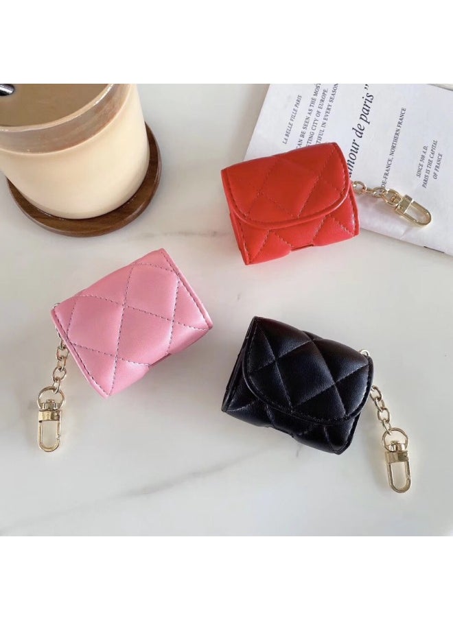 Generic - Luxury Rhombus Leather Case Suitable For Airpods Pro Protective Case For AppleBluetooth Earphone Case 2/3 Generation-Color:Pink-leather Headset Package-Model:AirPods 3 Generation - Image 1