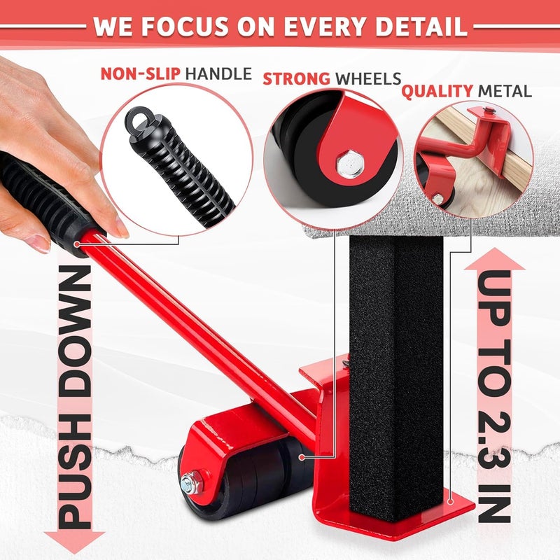 Paghadi Furniture Lifter Tool Transport Shifter Heavy Duty Appliance Rollers Moving Men Furniture Or Refrigerator Sliders for Tile Floors Appliance Mover Leverage Tools for Hardwood Floors - Image 3