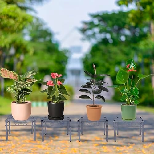 D&V ENGINEERING - Creative in innovation D&V Engineering Heavy Duty Flower Pot Stand | Metal Plant Stand for Large Cement Pots | Indoor & Outdoor Use | 150 kg Weight Capacity | 27x27x20 cm |Grey, Pack of 4 - Image 5