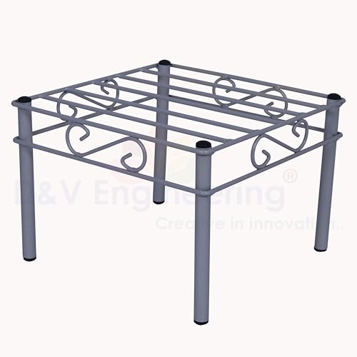D&V ENGINEERING - Creative in innovation D&V Engineering Heavy Duty Flower Pot Stand | Metal Plant Stand for Large Cement Pots | Indoor & Outdoor Use | 150 kg Weight Capacity | 27x27x20 cm |Grey, Pack of 4 - Image 3