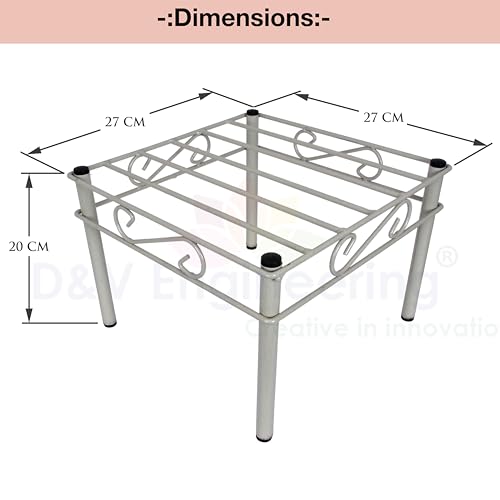 D&V ENGINEERING - Creative in innovation D&V Engineering Heavy Duty Flower Pot Stand | Metal Plant Stand for Large Cement Pots | Indoor & Outdoor Use | 150 kg Weight Capacity | 27x27x20 cm |Grey, Pack of 4 - Image 2