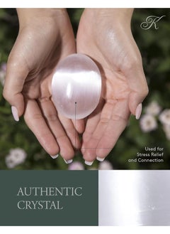 Kalifano KALIFANO Selenite Palm Stone - Worry Stone  - Image 3