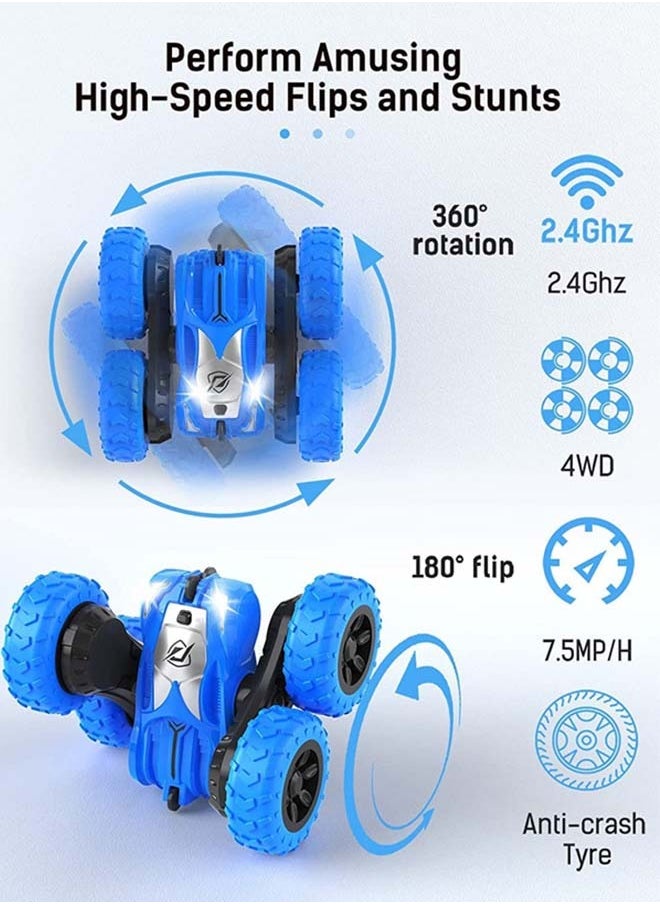 BAYBEE 2 In 1 Double Sided Remote Control Car For Kids, Crawler Rc Car With 360 Flips Changeable Wheels Lights Stunt Cars Racing Car Toy Drift Cars Remote Car Toys For Kids Children 3+Years Boy Girls  - Image 4