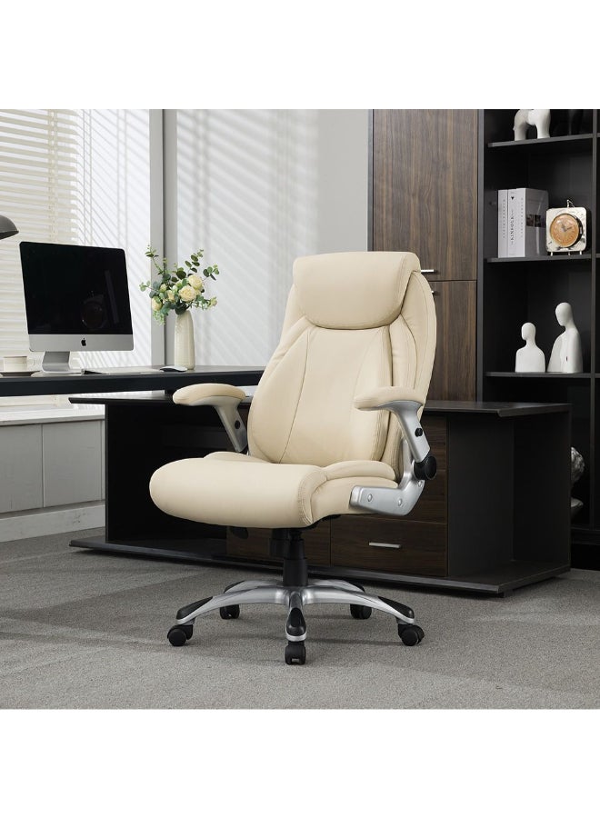 DANUBE HOME Tyrell High Back Office Chair Ergonomic Gaming Chair Modern Desk Computer Chair Swivel Office Chair Adjustable Height Chair L75.5xW72.5xH112-119.5cm - Beige  - Image 1