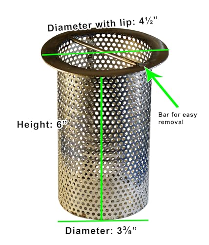 Drain-Net 4" Commercial Floor Drain Strainer, 6" Tall, Perforated Stainless Steel - Image 3