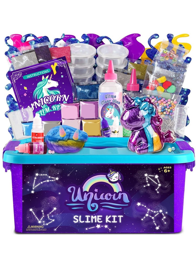 FLYHSO Unicorn Slime Kit for Kids – DIY Glitter Cloud & Butter Slime Making Set with Unicorn Storage, Scented Slimes, Charms & Tools – Gift for Girls & Boys Ages 6+ - Image 1