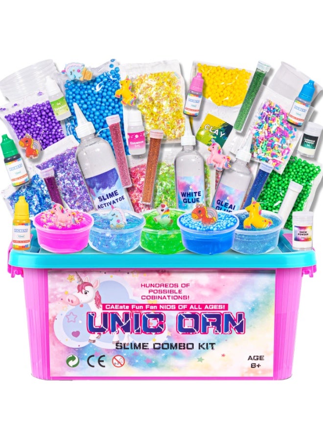 فلاي هسو طقم صنع السلايم للبنات والأولاد - هدايا ألعاب السلايم ديي سلايم للأطفال أطقم صنع السلايم الرغوي الرقيق اللامع مع أطقم السلايم ذات سحر يونيكورن للفتيات والأولاد 6 سنوات فأكثر - Image 1