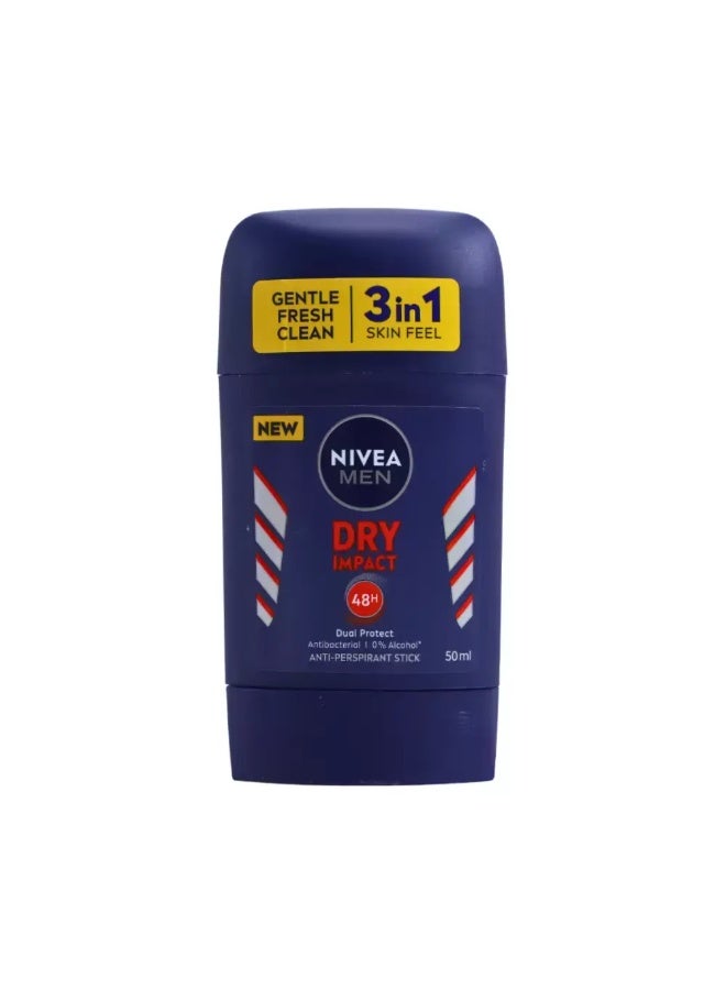 Nivea Men Dry Impact Dual Protect Antibacterial Anti-perspirant Stick- 50ml - Image 1